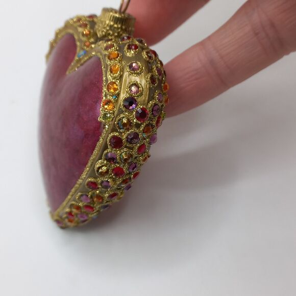 Jeweled Heart Ornament by Jay Strongwater Glass with Crystals - Picture 11 of 16